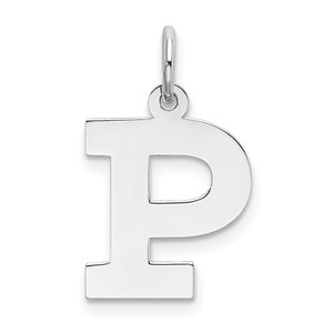 Sterling Silver Rhodium-plated Block Letter P Initial Charm - QC-1503111D-6635