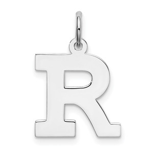 Sterling Silver Rhodium-plated Block Letter R Initial Charm - QC-51770205-1880