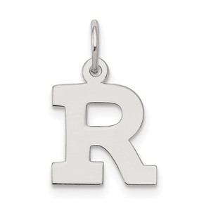 Sterling Silver Rhodium-plated Block Letter R Initial Charm - QC-E6F766B8-4539