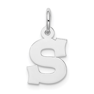 Sterling Silver Rhodium-plated Block Letter S Initial Charm - QC-ACB0A0A7-2134