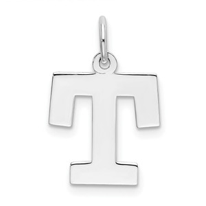 Sterling Silver Rhodium-plated Block Letter T Initial Charm - QC-93546109-5505
