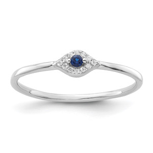 Sterling Silver Rhodium-plated Blue and Clear CZ Evil Eye Ring - QR-EF04FD13-3230