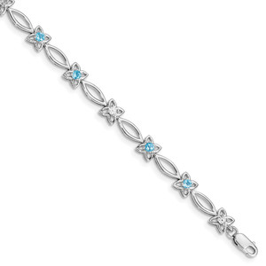 Sterling Silver Rhodium-plated Blue Topaz & Diamond Bracelet - QX-00D2F443-9457