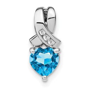 Sterling Silver Rhodium-plated Blue Topaz and Diamond Pendant - PM-249F245D-4814