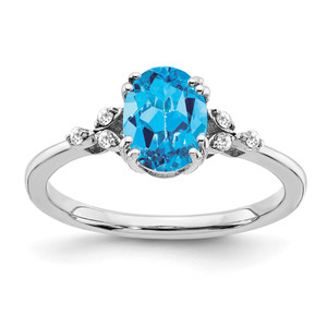 Sterling Silver Rhodium-plated Blue Topaz and Diamond Ring - RM-07D521D5-1949