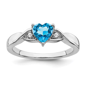 Sterling Silver Rhodium-plated Blue Topaz and Diamond Ring - RM-A99244F9-5522