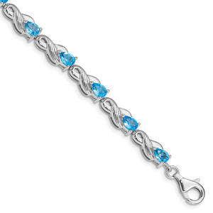 Sterling Silver Rhodium-plated Blue Topaz Bracelet - QX-0A1C529E-8186