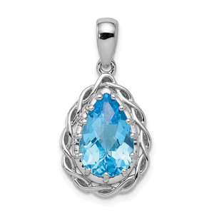 Sterling Silver Rhodium-plated Blue Topaz Pendant - QP-8DE3B95D-7785
