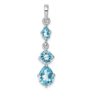 Sterling Silver Rhodium-plated Blue Topaz Pendant - QP-E4327077-9647