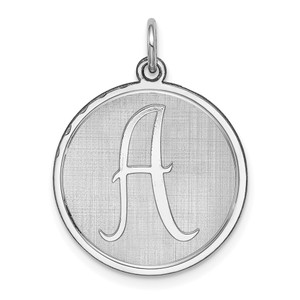 Sterling Silver Rhodium-plated Brocaded Letter A Initial Charm - QC-24F7AD5F-2974