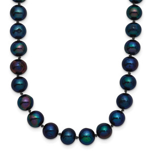 14k 6-7mm Black Near-Round Freshwater Cultured Pearl 24 inch Necklace