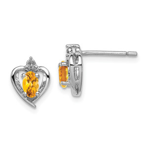 Sterling Silver Rhodium-plated Citrine & Diam. Earrings - QB-EAA1B9D8-1856