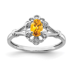 Sterling Silver Rhodium-plated Citrine & Diam. Ring - QB-8029CA73-7426