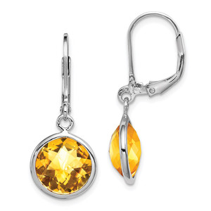 Sterling Silver Rhodium-plated Citrine Earrings - QE-0EC47B11-8547