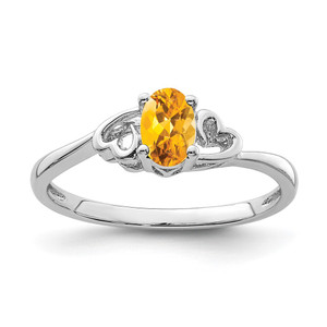 Sterling Silver Rhodium-plated Citrine Ring - QB-111ACFAB-4617