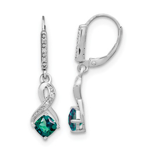 Sterling Silver Rhodium-plated Created Alexandrite and Diamond Earrings - EM-19922FAC-1168