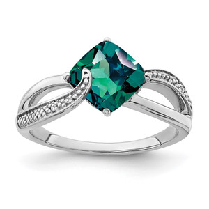 Sterling Silver Rhodium-plated Created Alexandrite and Diamond Ring - RM-F136AE1A-5704