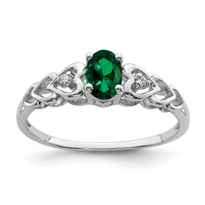 Sterling Silver Rhodium-plated Created Emerald & Diam. Ring - QB-C429232D-3003