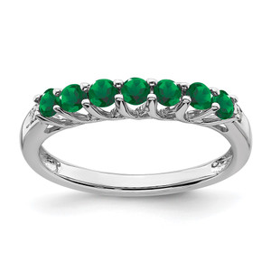 Sterling Silver Rhodium-plated Created Emerald and Diamond Ring - RM-C4AC02DF-4528