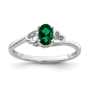 Sterling Silver Rhodium-plated Created Emerald Ring - QB-0C62ECE7-7503
