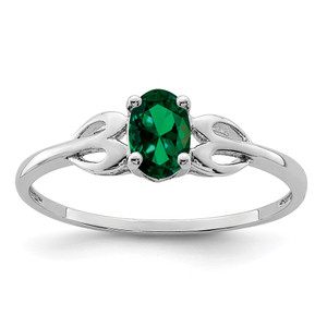 Sterling Silver Rhodium-plated Created Emerald Ring - QB-3C0AE878-5520