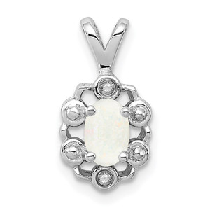 Sterling Silver Rhodium-plated Created Opal & Diam. Pendant - QB-6A191DB2-3894