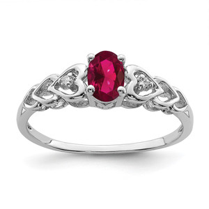 Sterling Silver Rhodium-plated Created Ruby & Diam. Ring - QB-9028C876-4955