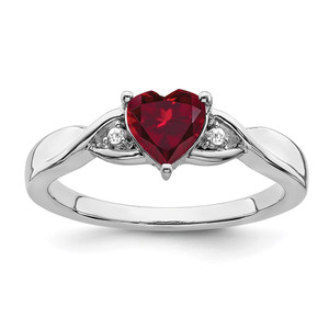 Sterling Silver Rhodium-plated Created Ruby and Diamond Ring - RM-606320AA-1424