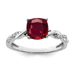 Sterling Silver Rhodium-plated Created Ruby and Diamond Ring - RM-FF7E781C-5210