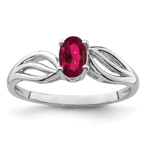 Sterling Silver Rhodium-plated Created Ruby Ring - QB-9E255432-2941