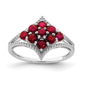 Sterling Silver Rhodium-plated Created Ruby Ring - QR-FCB6B327-1774