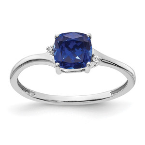 Sterling Silver Rhodium-plated Created Sapphire and Diamond Ring - RM-137B5921-1530