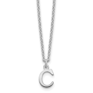 Sterling Silver Rhodium-plated Cutout Letter C Initial Necklace