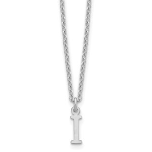 Sterling Silver Rhodium-plated Cutout Letter I Initial Necklace