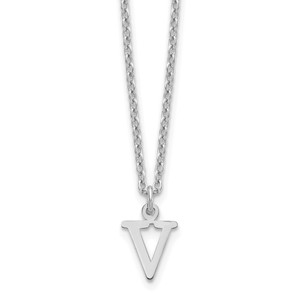 Sterling Silver Rhodium-plated Cutout Letter V Initial Necklace