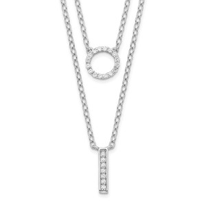 Sterling Silver Rhodium-plated CZ  2-Strand Necklace