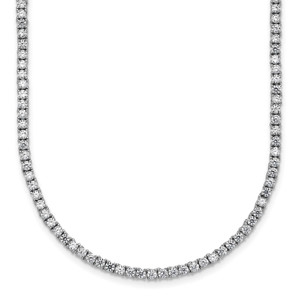Sterling Silver Rhodium-plated CZ 18 inch Tennis Necklace