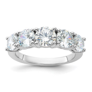 Sterling Silver Rhodium-plated CZ 5-Stone Ring - QR-78D36DDC-6285
