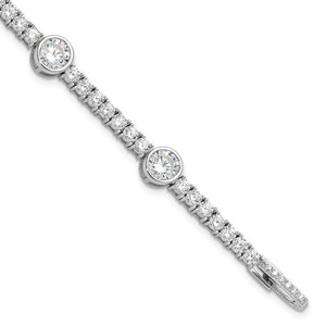 Sterling Silver Rhodium-plated CZ 7in Tennis Bracelet