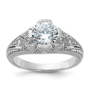 Sterling Silver Rhodium-plated CZ Antique Style Ring - QR-57758E93-8799