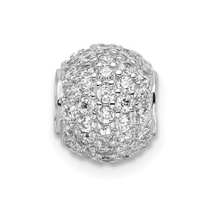 Sterling Silver Rhodium-plated CZ Bead Pendant