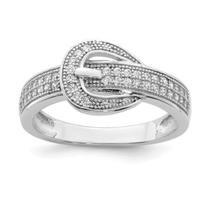 Sterling Silver Rhodium-plated CZ Buckle Ring - QR-C3CAA0A2-4850