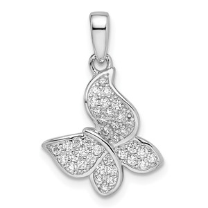 Sterling Silver Rhodium-plated CZ Butterfly Pendant - QC-BB7CB0DB-9797