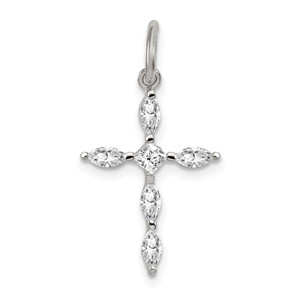 Sterling Silver Rhodium-plated CZ Cross Charm - QC-160E8286-6920