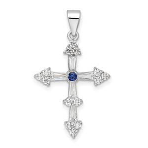 Sterling Silver Rhodium-plated CZ Cross Pendant - QC-CE7BE8A5-1685
