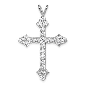 Sterling Silver Rhodium-plated CZ Cross Pendant - QC-DC48C6A0-1446