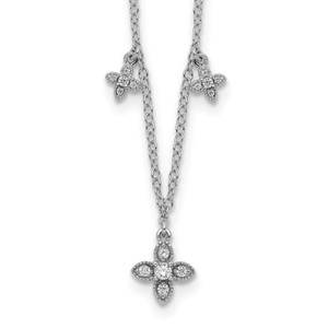 Sterling Silver Rhodium-plated CZ Crosses w/2in ext Necklace