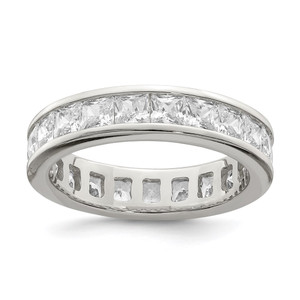 Sterling Silver Rhodium-plated CZ Eternity Band - QR-3DA9EFA8-5732