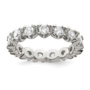 Sterling Silver Rhodium-plated CZ Eternity Ring - QR-A0B83571-8487