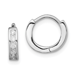 Sterling Silver Rhodium-plated CZ Hinged Hoop Earrings - QE-A69214EB-7322